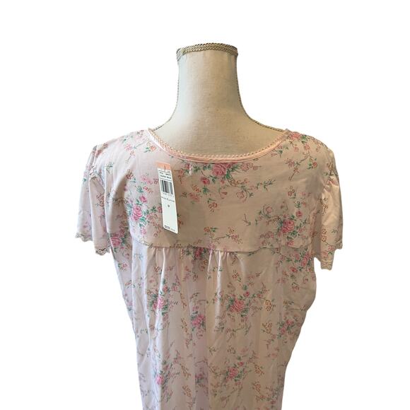 Miss Elaine Pink Floral Cap Sleeve Nightgown Plus Size 2X - Picture 5 of 8